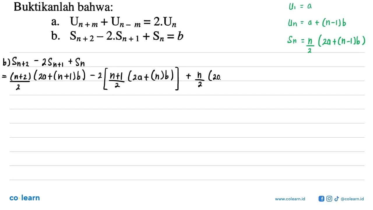 Buktikanlah bahwa: a. U(n+m)+U(n-m)=2.Un b.