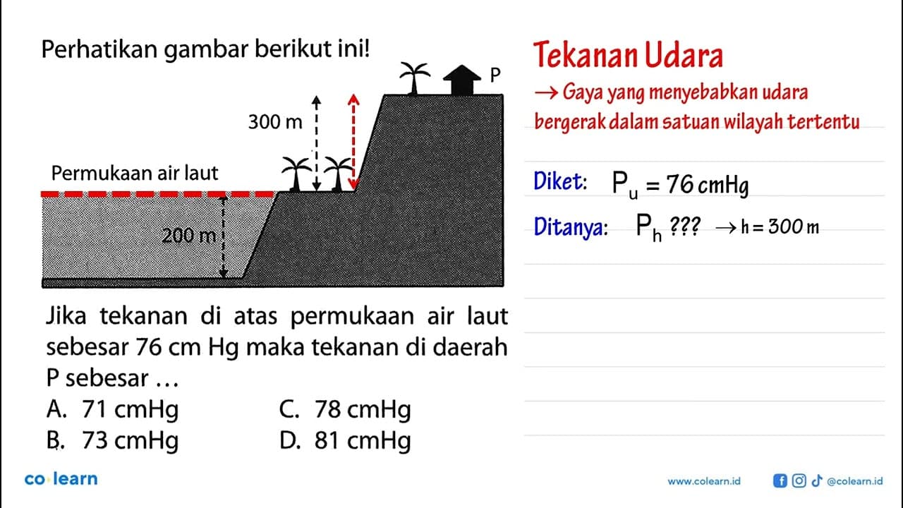 Perhatikan gambar berikut ini!Permukaan air laut200 m 300 m