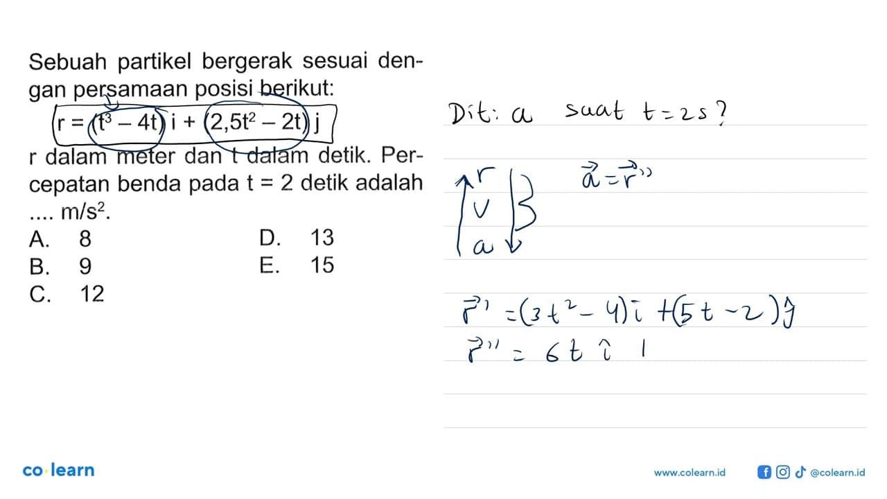 Sebuah partikel bergerak sesuai den-gan persamaan posisi