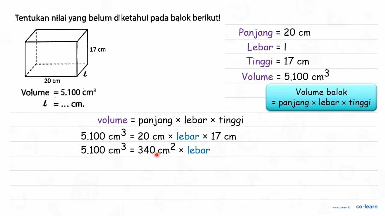 Tentukan nilai yang belum diketahui pada balok berikut! 17