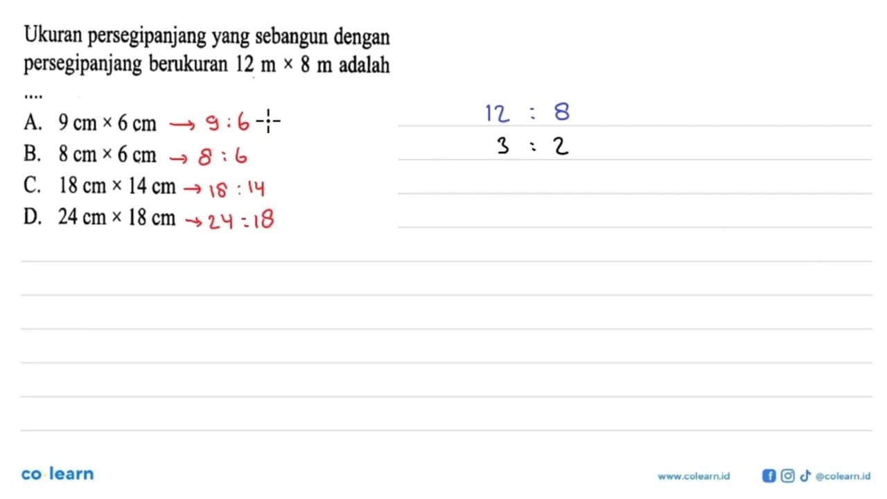 Ukuran persegi panjang yang sebangun dengan persegi panjang