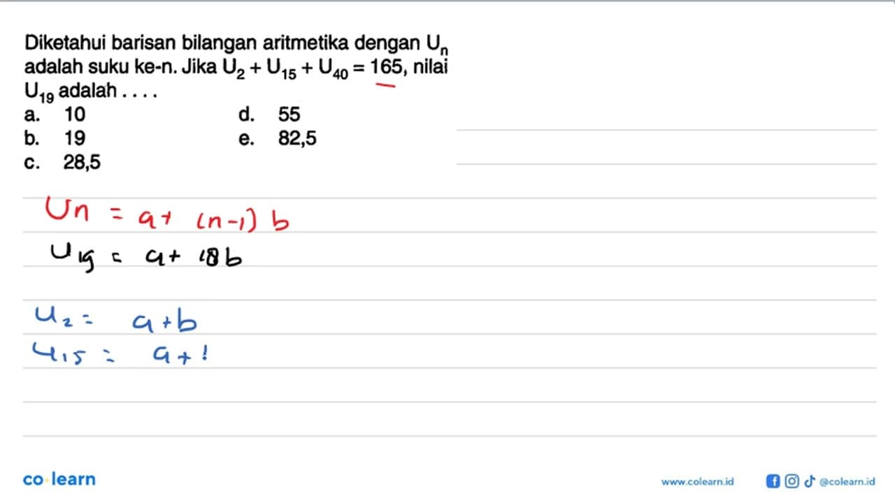 Diketahui barisan bilangan aritmetika dengan Un adalah suku