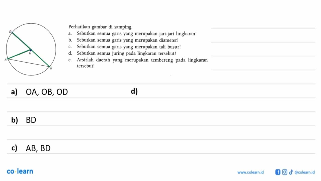 Perhatikan gambar di samping. ABDO a. Sebutkan semua garis