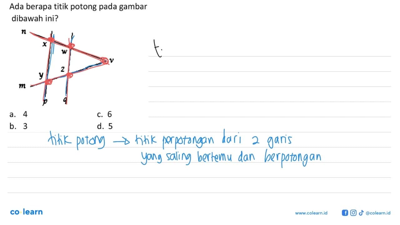 Ada berapa titik potong pada gambar dibawah ini? p q m y z