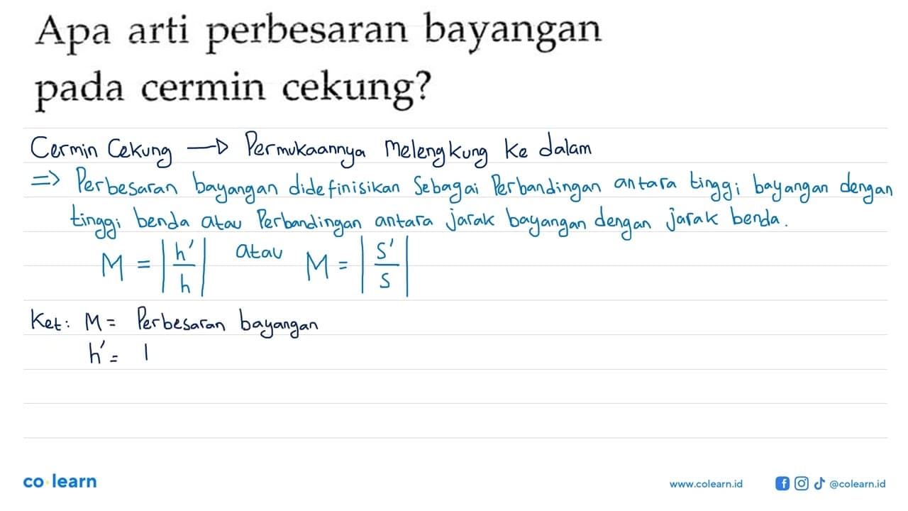 Apa arti perbesaran bayangan pada cermin cekung?