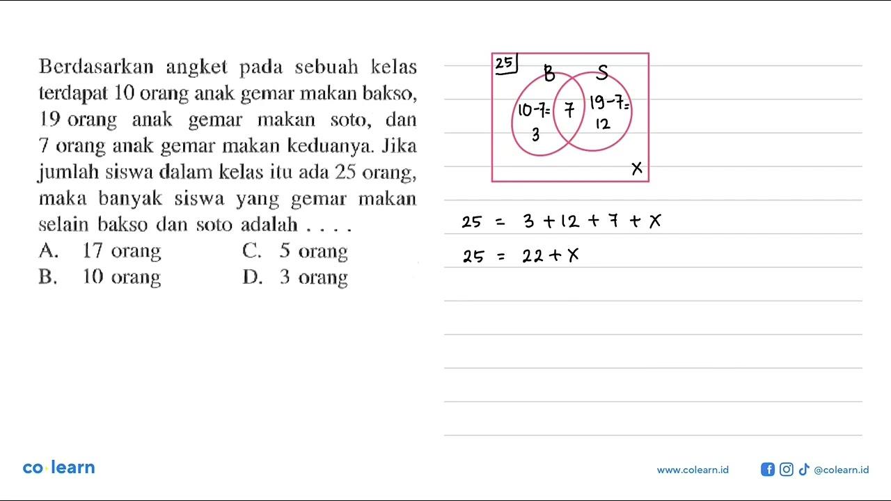 Bcrdasarkan angket pada sebuah kelas terdapat 10 orang anak