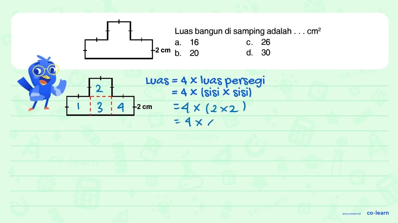 Luas bangun di samping adalah Cm^2 2 cm