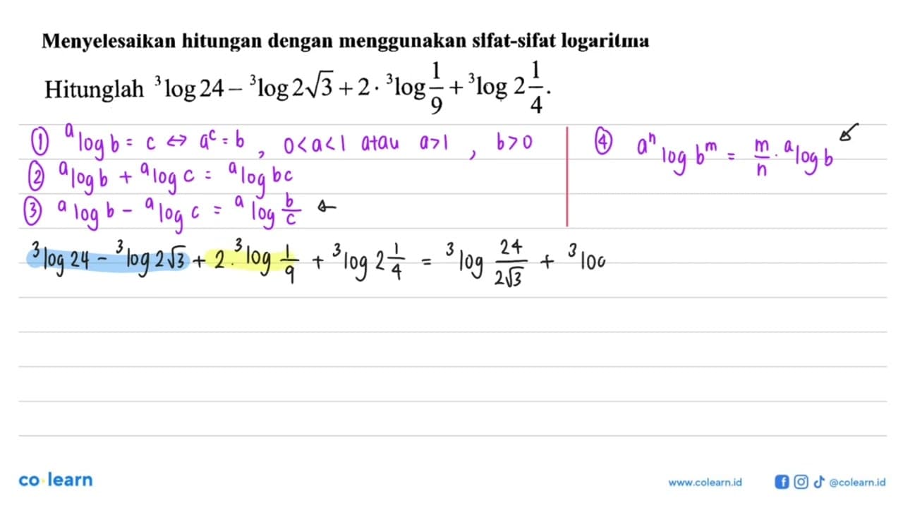 Menyelesaikan hitungan dengan menggunakan slfat-sifat