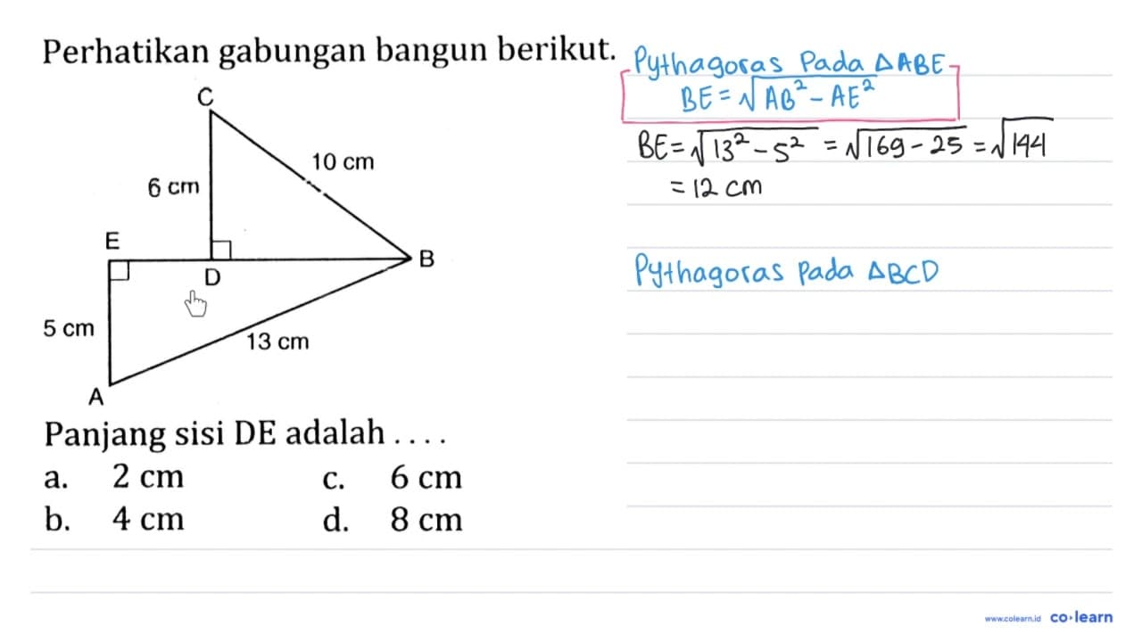 Perhatikan gabungan bangun berikut. A 5 cm 13 cm E D B 6 cm