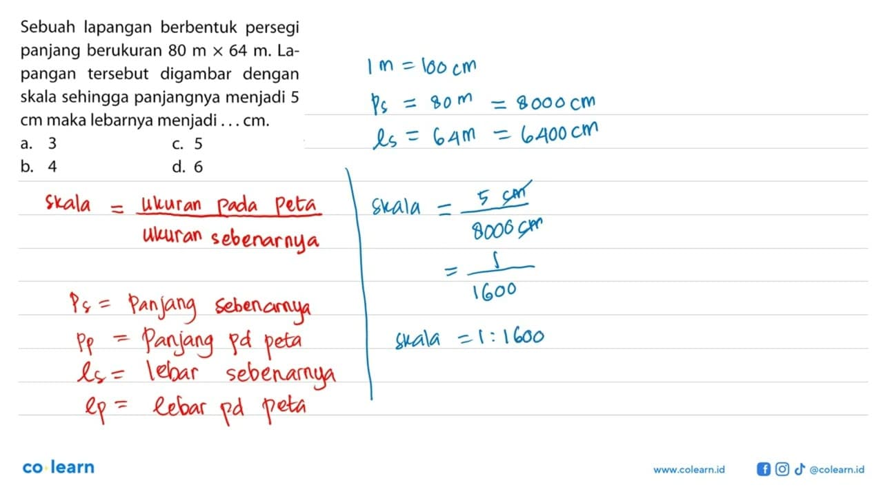 Sebuah lapangan berbentuk persegi panjang berukuran 80 m x