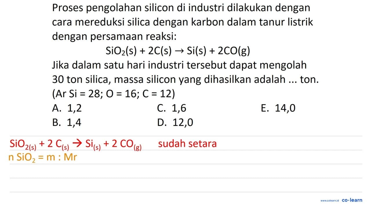 Proses pengolahan silicon di industri dilakukan dengan cara