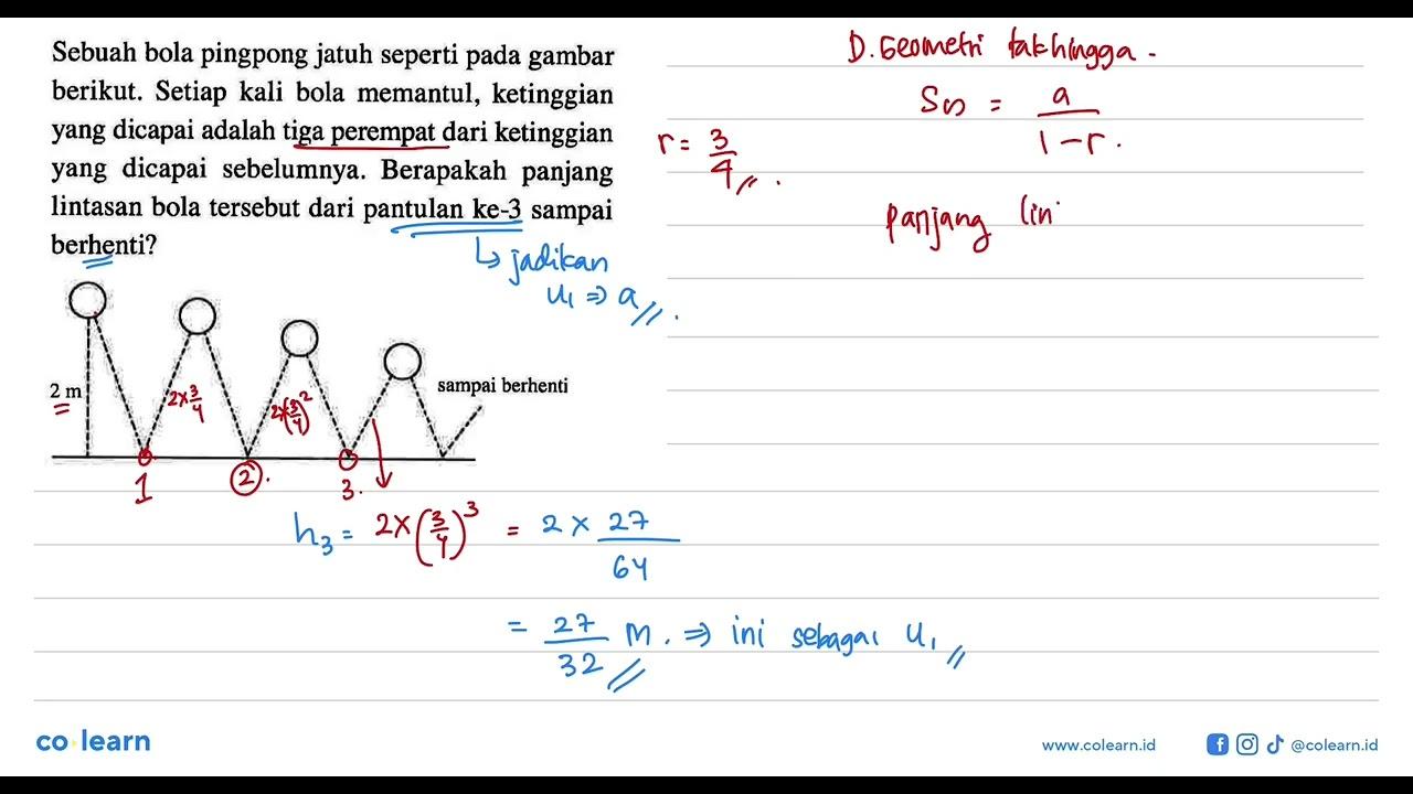 Sebuah bola pingpong jatuh seperti pada gambar berikut.