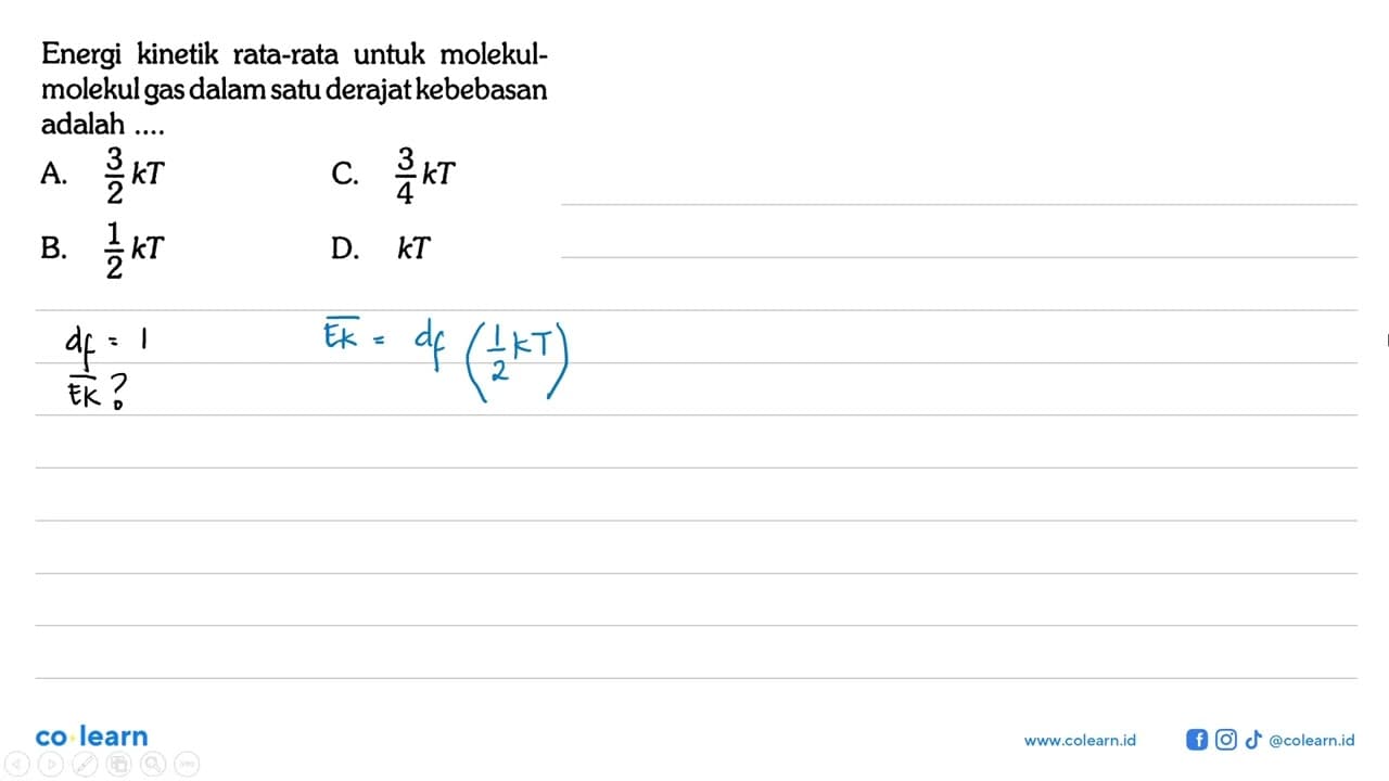 Energi kinetik rata-rata untuk molekul-molekul gas dalam