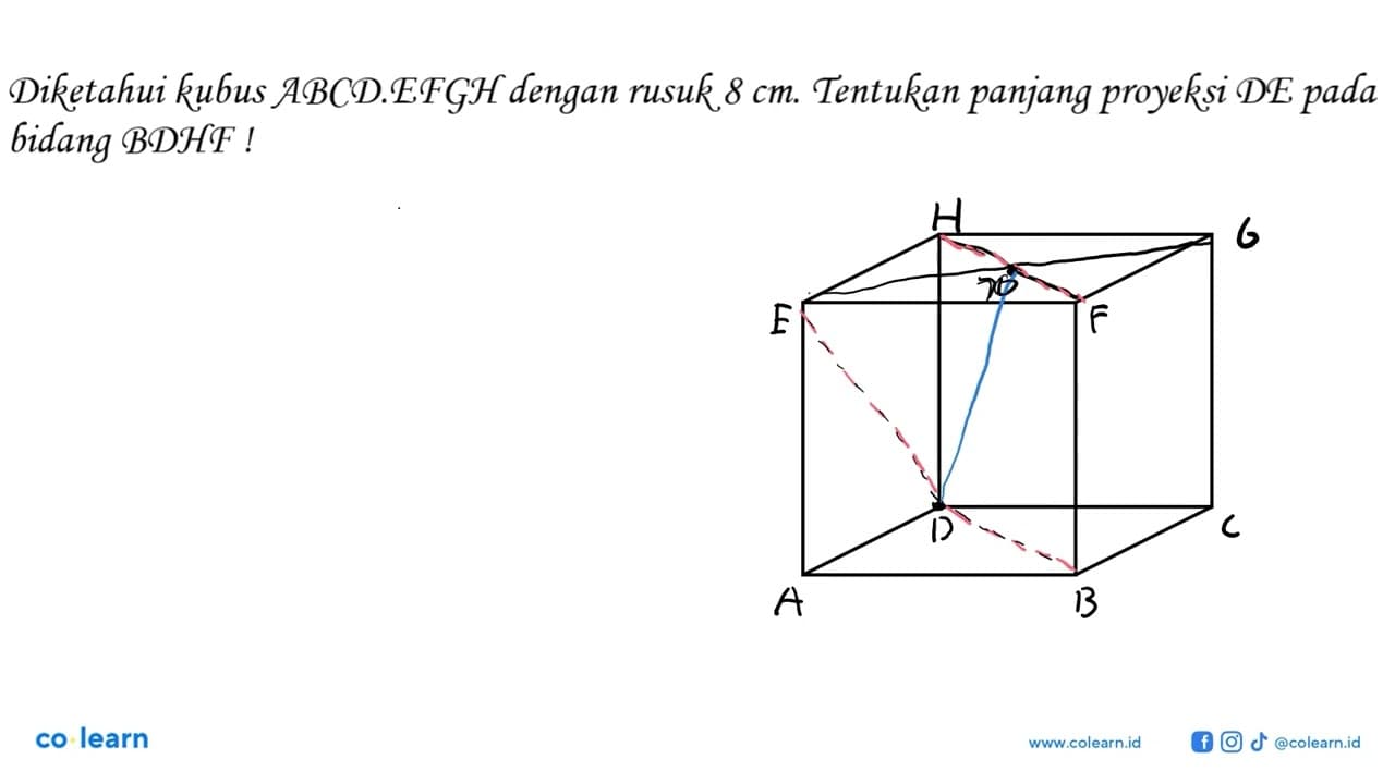 Diketahui kubus ABCD.EFGH dengan rusuk 8 cm. Tentukan