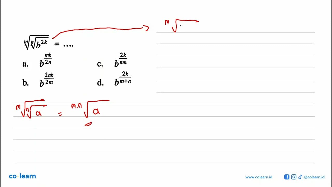 ((b^(2k))^(1/n))^(1/m) = ...