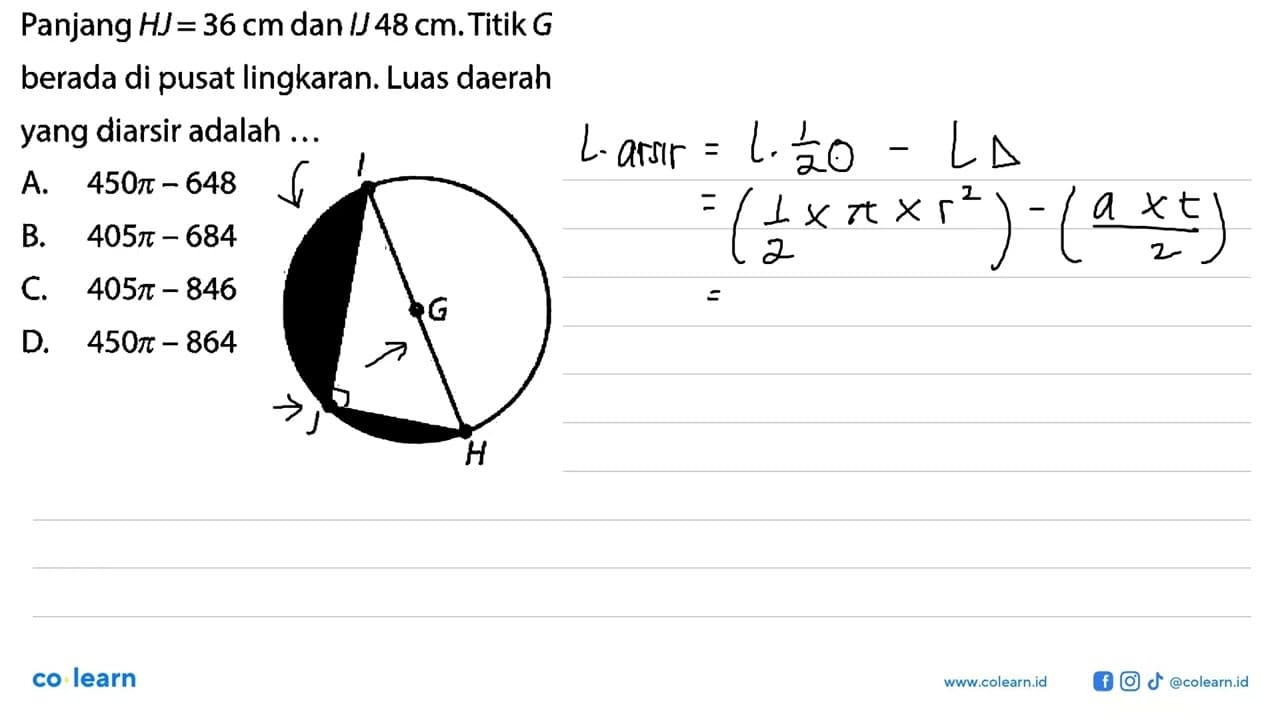 Panjang HJ=36 cm dan IJ 48 cm. Titik G berada di pusat