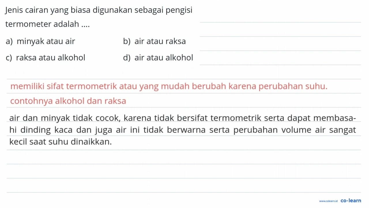 Jenis cairan yang biasa digunakan sebagai pengisi