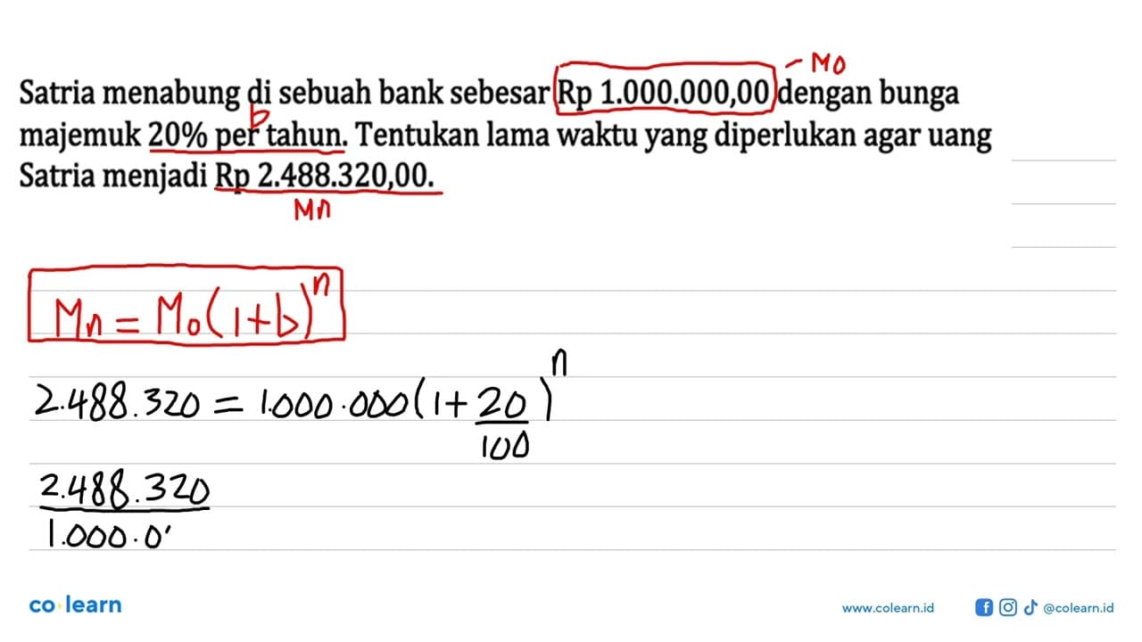 Satria menabung di sebuah bank sebesar Rp 1.000.000,00