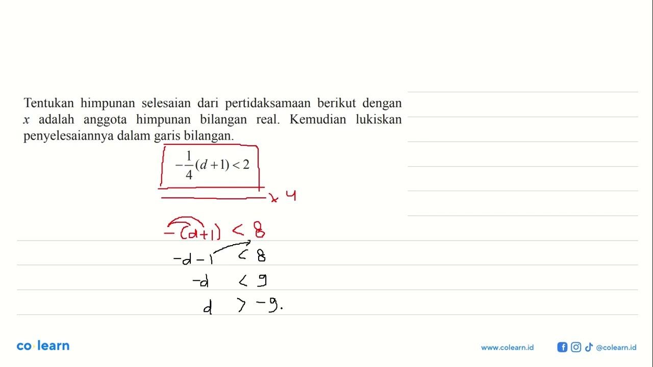 Tentukan himpunan selesaian dari pertidaksamaan berikut