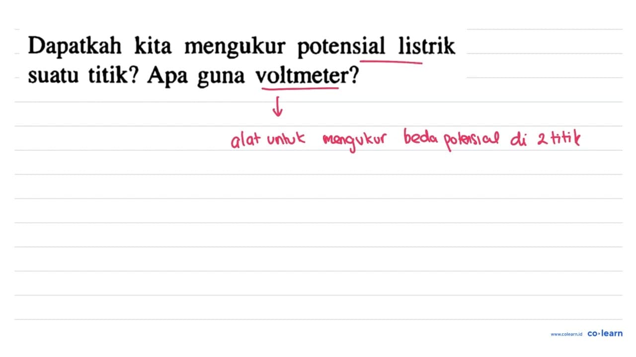 Dapatkah kita mengukur potensial listrik suatu titik? Apa