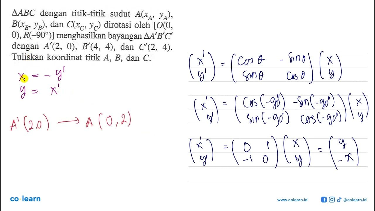 Segitiga ABC dengan titik-titik sudut A(xA, yA), B(xB, yB),