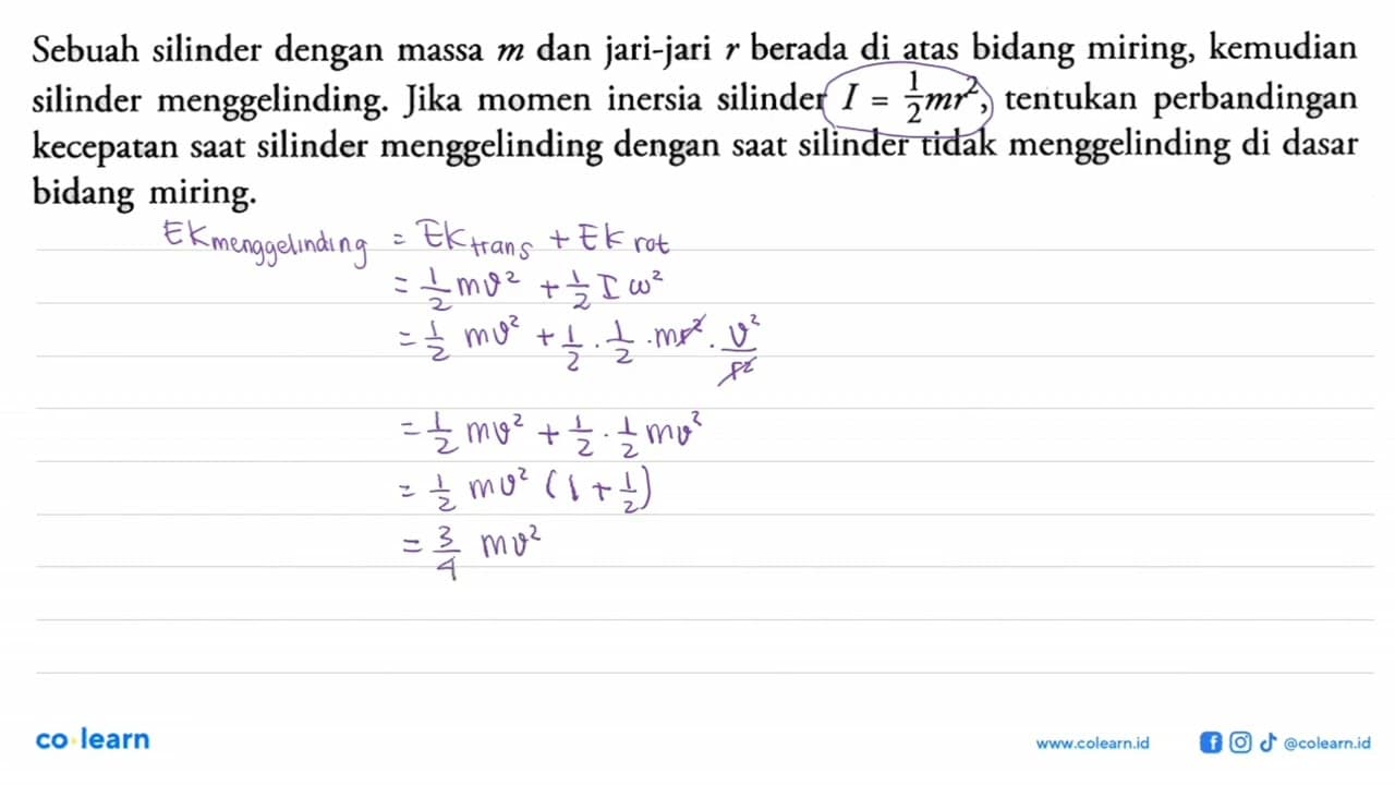 Sebuah silinder dengan massa m dan jari-jari r berada di