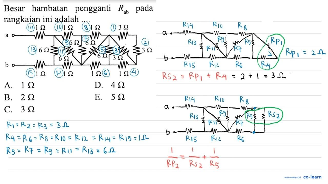 Besar hambatan pengganti R ab pada rangkaian ini adalah