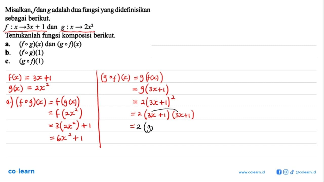 Misalkan, f dan g adalah dua fungsi yang didefinisikan