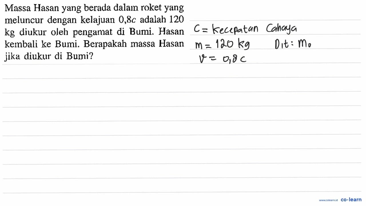 Massa Hasan yang berada dalam roket yang meluncur dengan