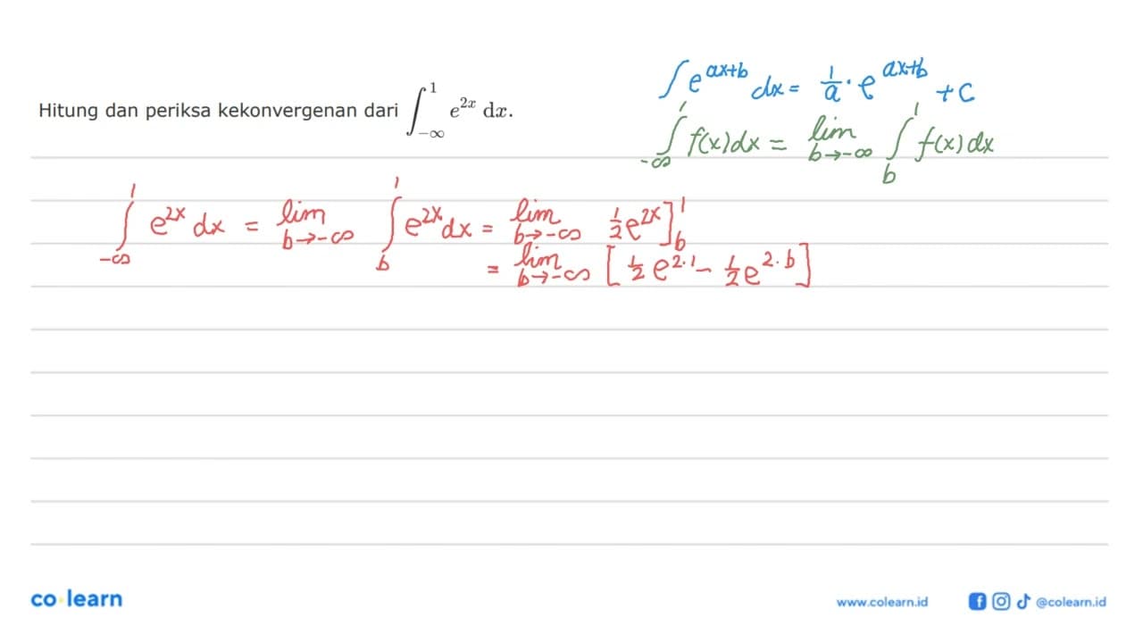 Hitung dan periksa kekonvergenan dari integral -tak hingga