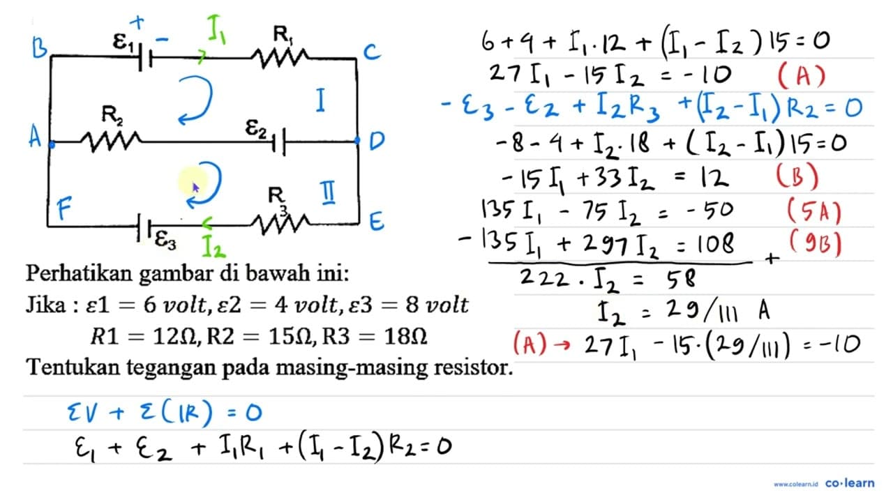 Perhatikan gambar di bawah ini: Jika : varepsilon 1=6 volt,