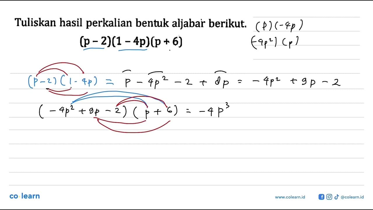 Tuliskan hasil perkalian bentuk aljabai berikut.