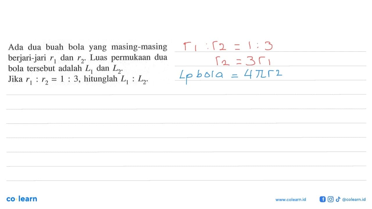 Ada dua buah bola yang masing-masing berjari-jari r1 dan