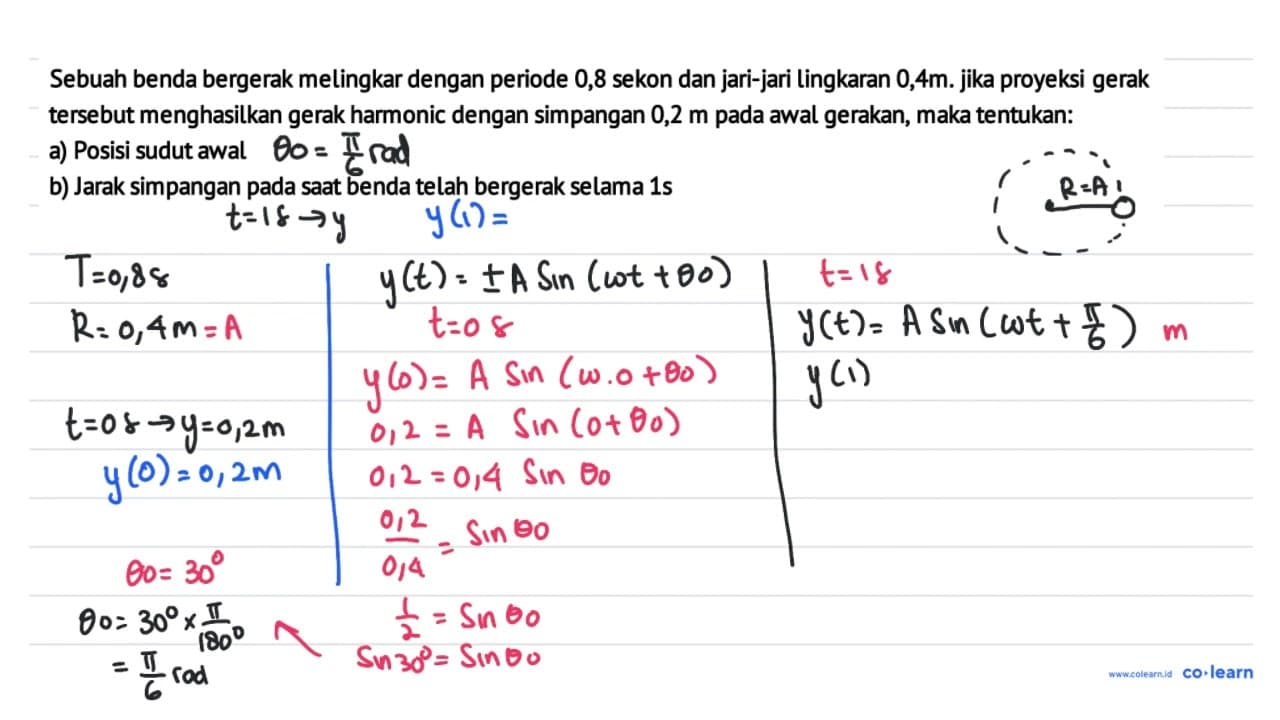 Sebuah benda bergerak melingkar dengan periode 0,8 sekon