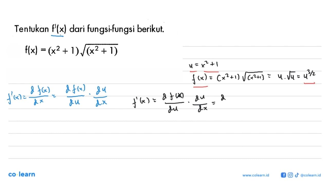 Tentukan f'(x) dari fungsi-fungsi berikut.f(x)=(x^2+1)