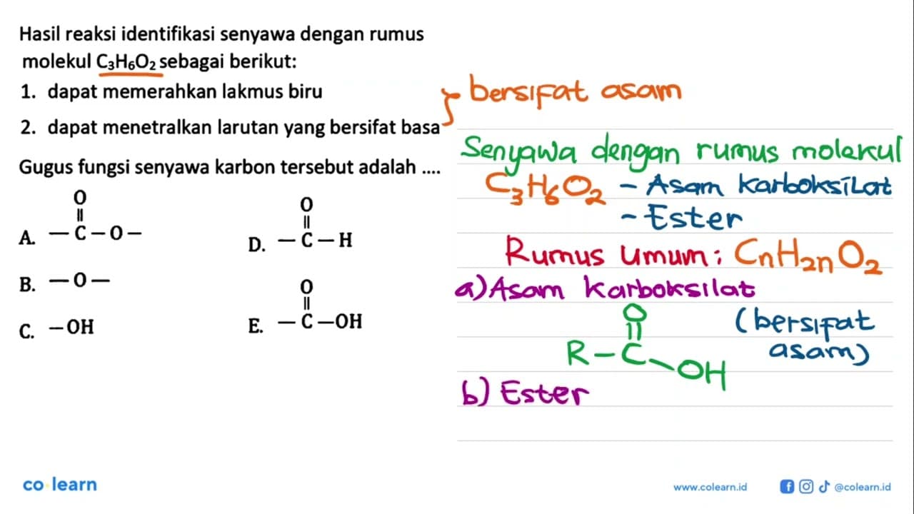 Hasil reaksi identifikasi senyawa dengan rumus molekul