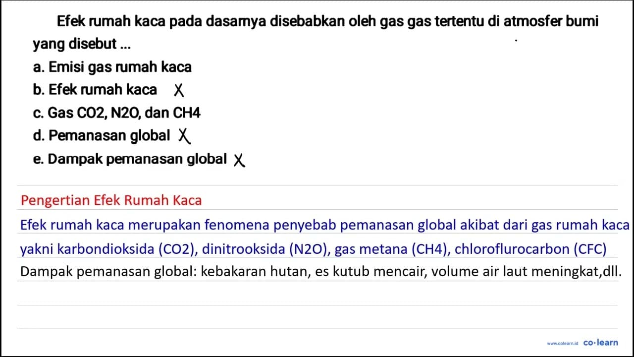 Efek rumah kaca pada dasamya disebabkan oleh gas gas