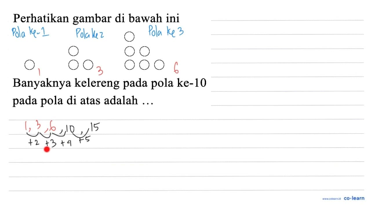 Perhatikan gambar di bawah ini Banyaknya kelereng pada pola