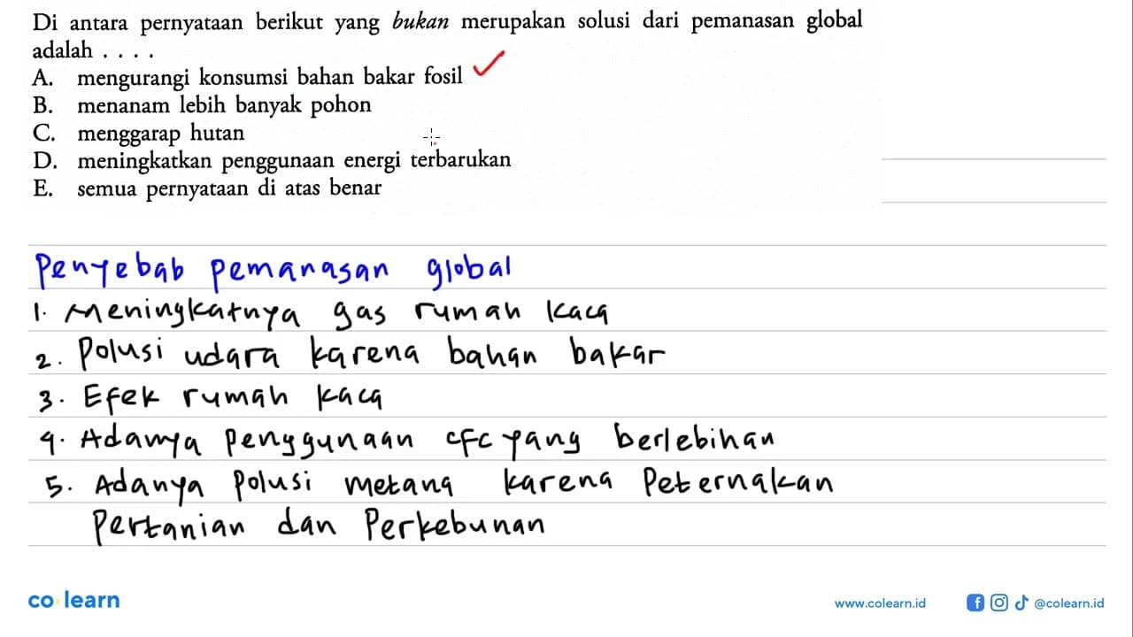 Di antara pernyataan berikut yang bukan merupakan solusi