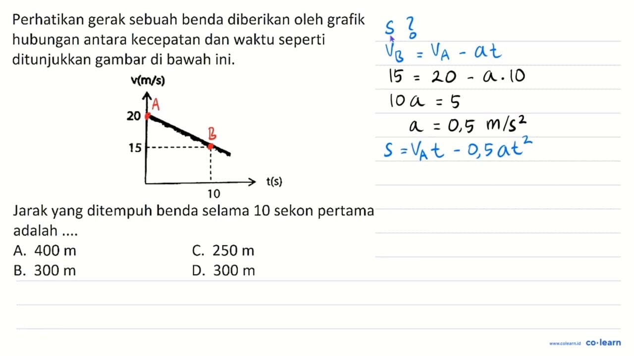 Perhatikan gerak sebuah benda diberikan oleh grafik