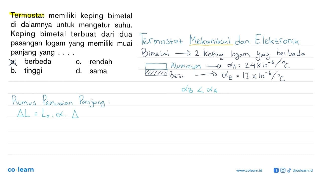 Termostat memiliki keping bimetal di dalamnya untuk