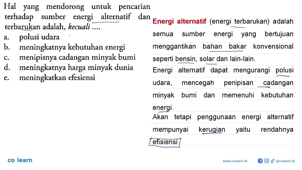 Hal yang mendorong untuk pencarian terhadap sumber energi