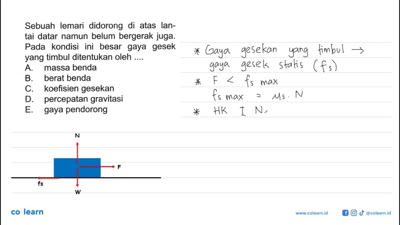 Sebuah lemari didorong di atas lantai datar namun belum