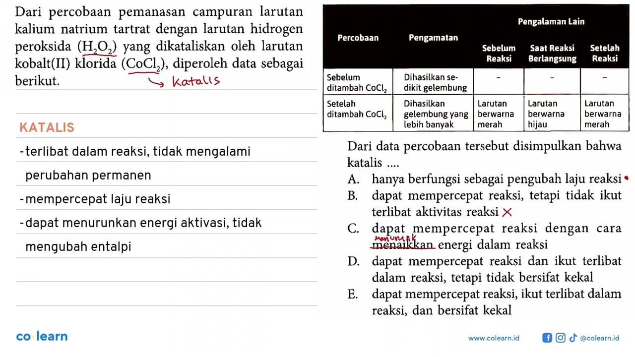 Dari percobaan pemanasan campuran larutan kalium natrium