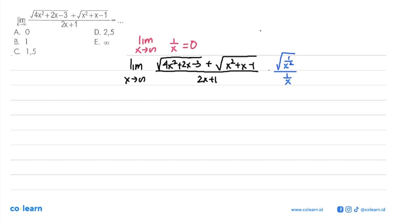 limit x menuju tak hingga (akar(4 x^2+2