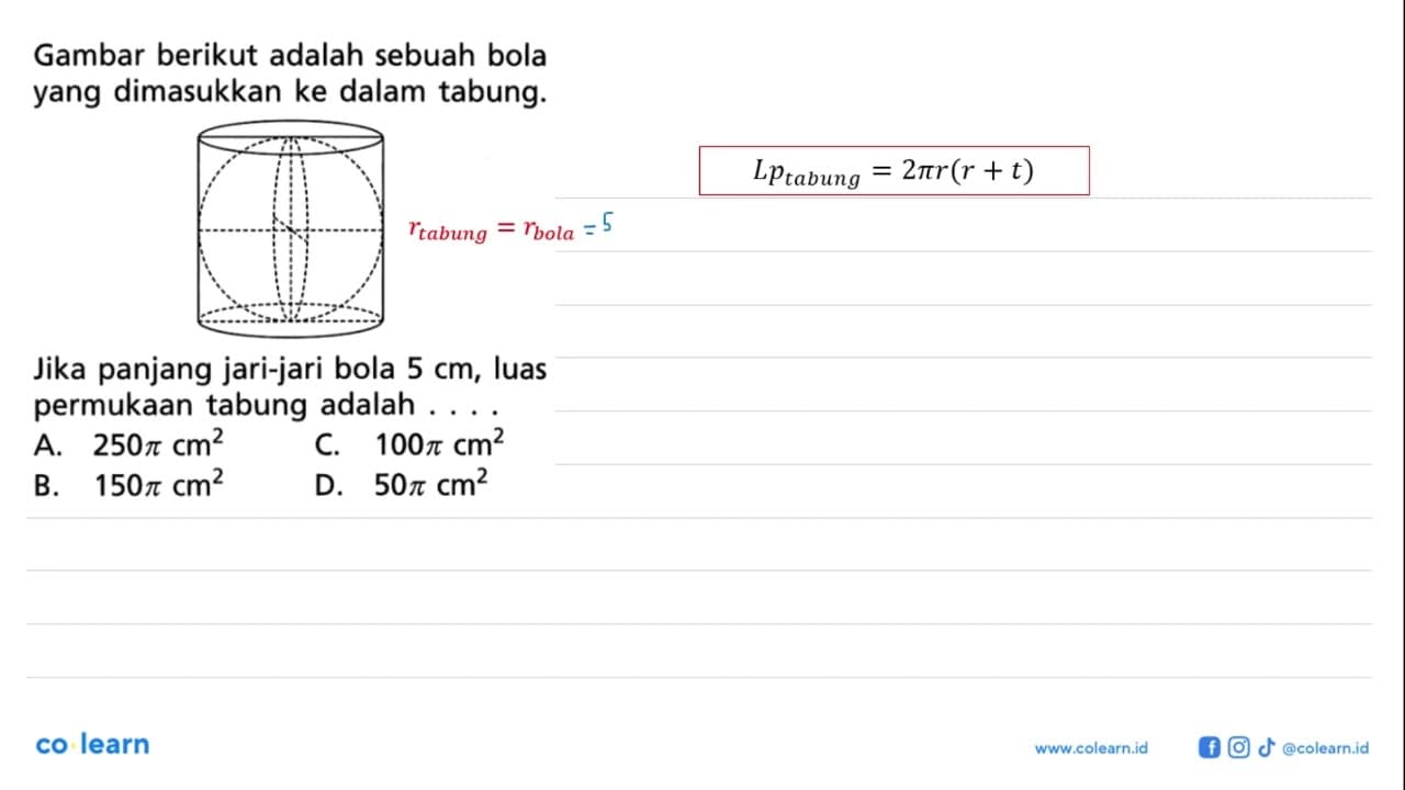 Gambar berikut adalah sebuah bola yang dimasukkan ke dalam