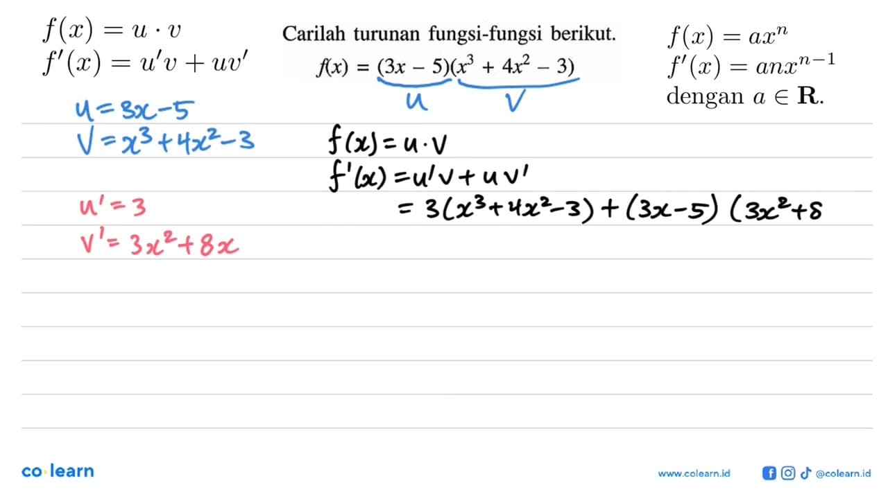 Carilah turunan fungsi-fungsi