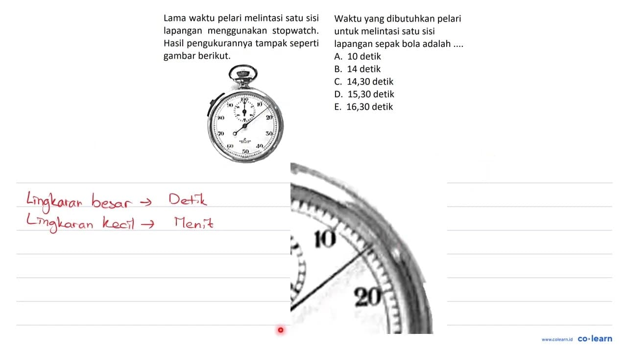 Lama waktu pelari melintasi satu sisi lapangan menggunakan