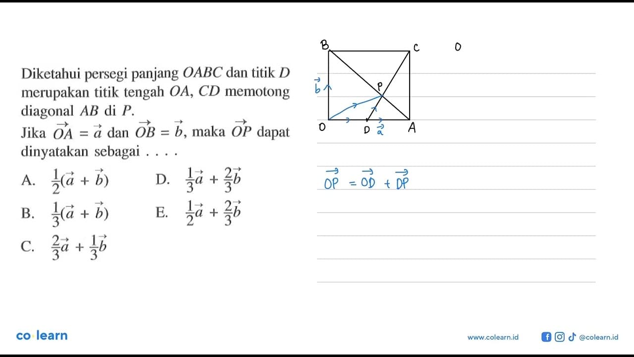 Diketahui persegi panjang OABC dan titik D merupakan titik