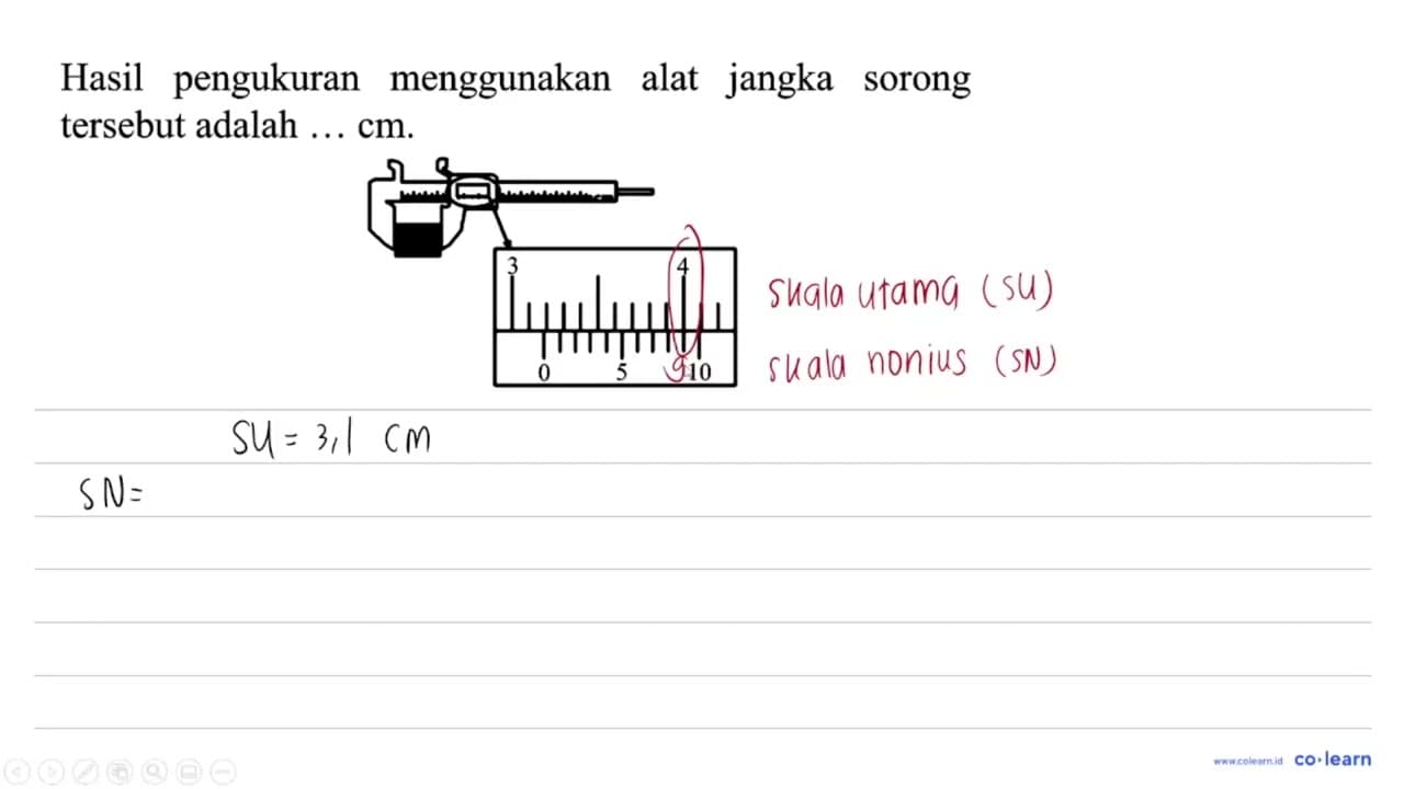 Hasil pengukuran menggunakan alat jangka sorong tersebut